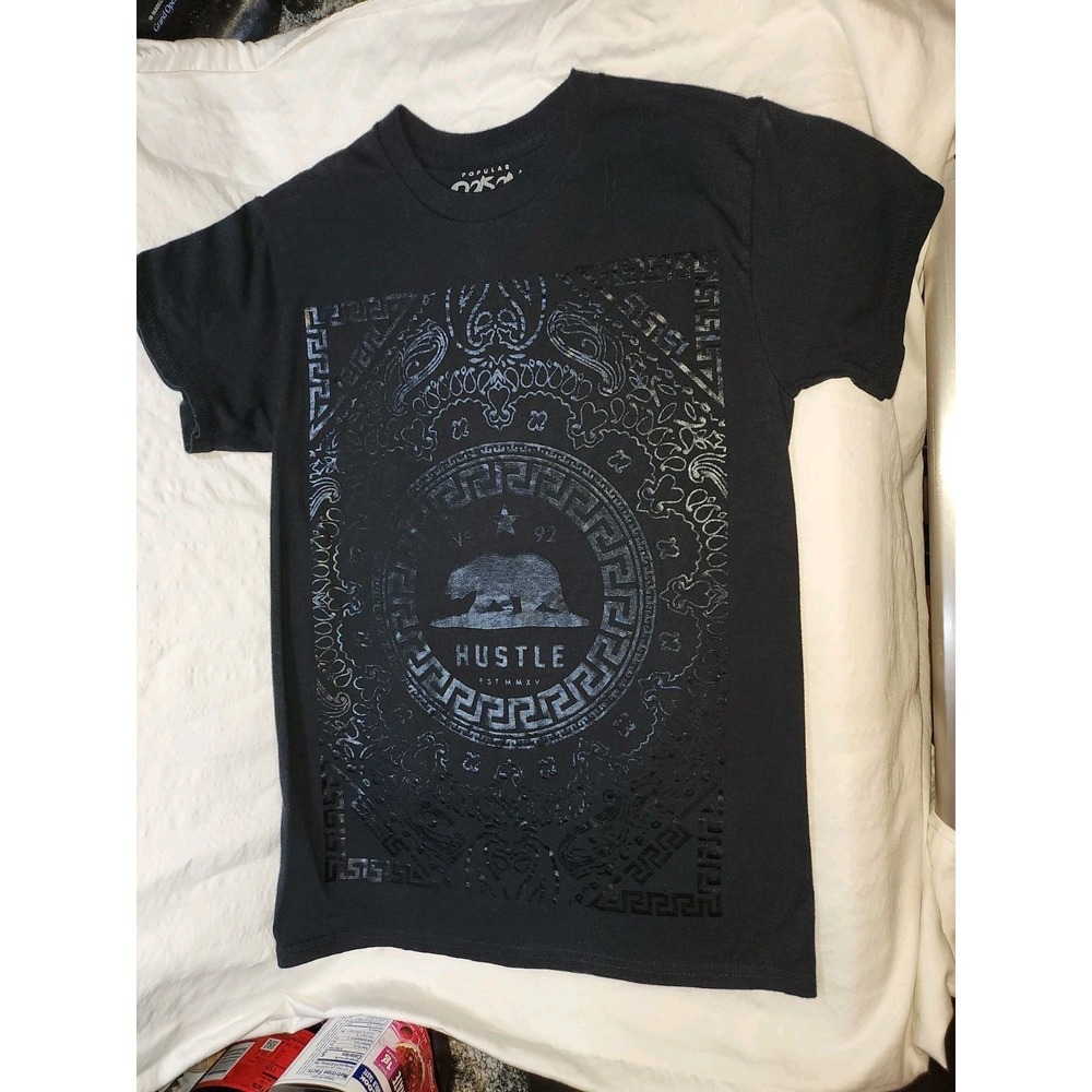 Popular Poison Black on Black Design Bear No 92 Men's Shirt Small NWOT Unisex